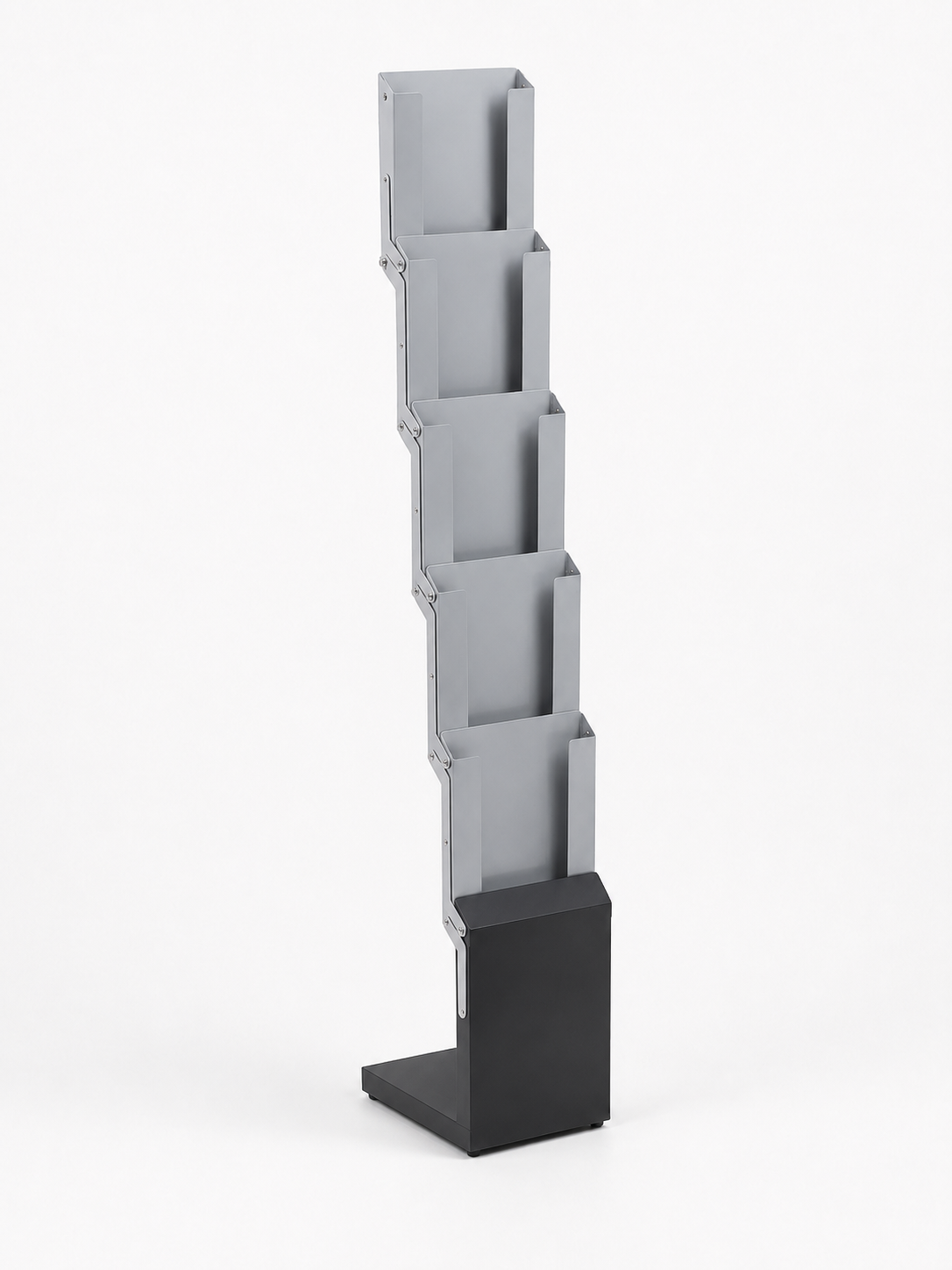Porte-brochures A4 pliable en métal avec dos lisse, 5 compartiments