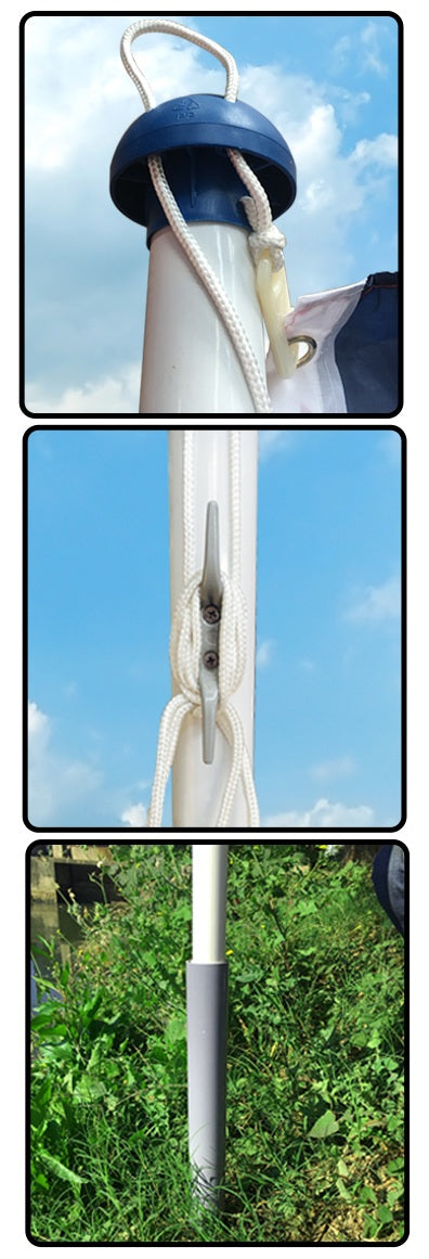 Aluminium Fahnenmast 6,5 m mit Luxemburgflagge  inkl. Bodenhülse, Seilzug und Zubehör