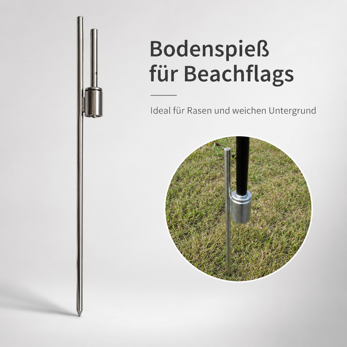Bodenspieß für Beachflags – 60 cm Stahl