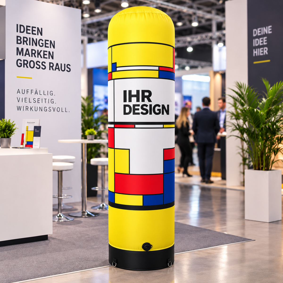 Aufblasbare Werbesäule Ø 45 x H 200 cm im Messebereich