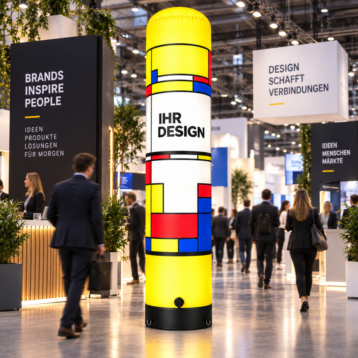 Aufblasbare Werbesäule Ø 60 x H 300 cm im Eingangsbereich