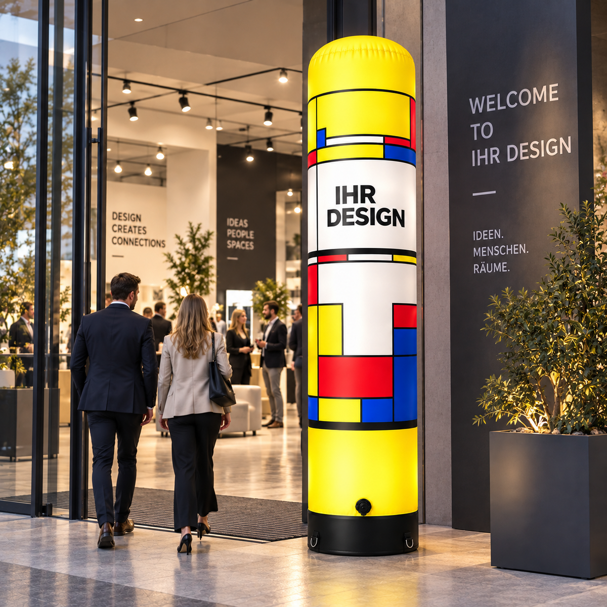 Aufblasbare Werbesäule Ø 60 x H 300 cm im Messebereich