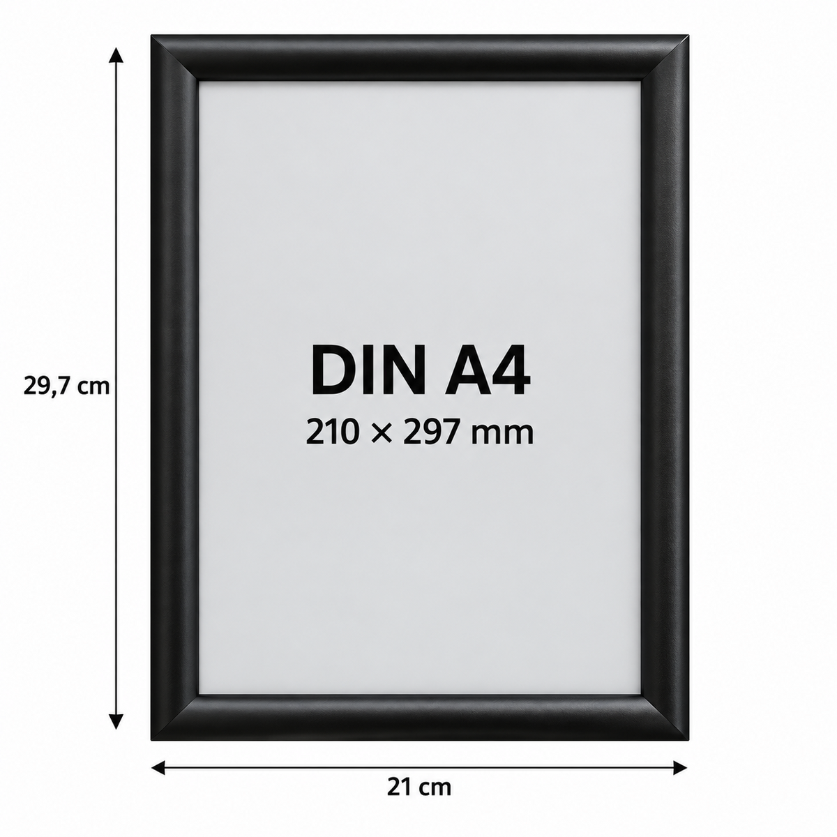 DIN A4 Klapprahmen Aluminium Schwarz Maße 210 x 297 mm