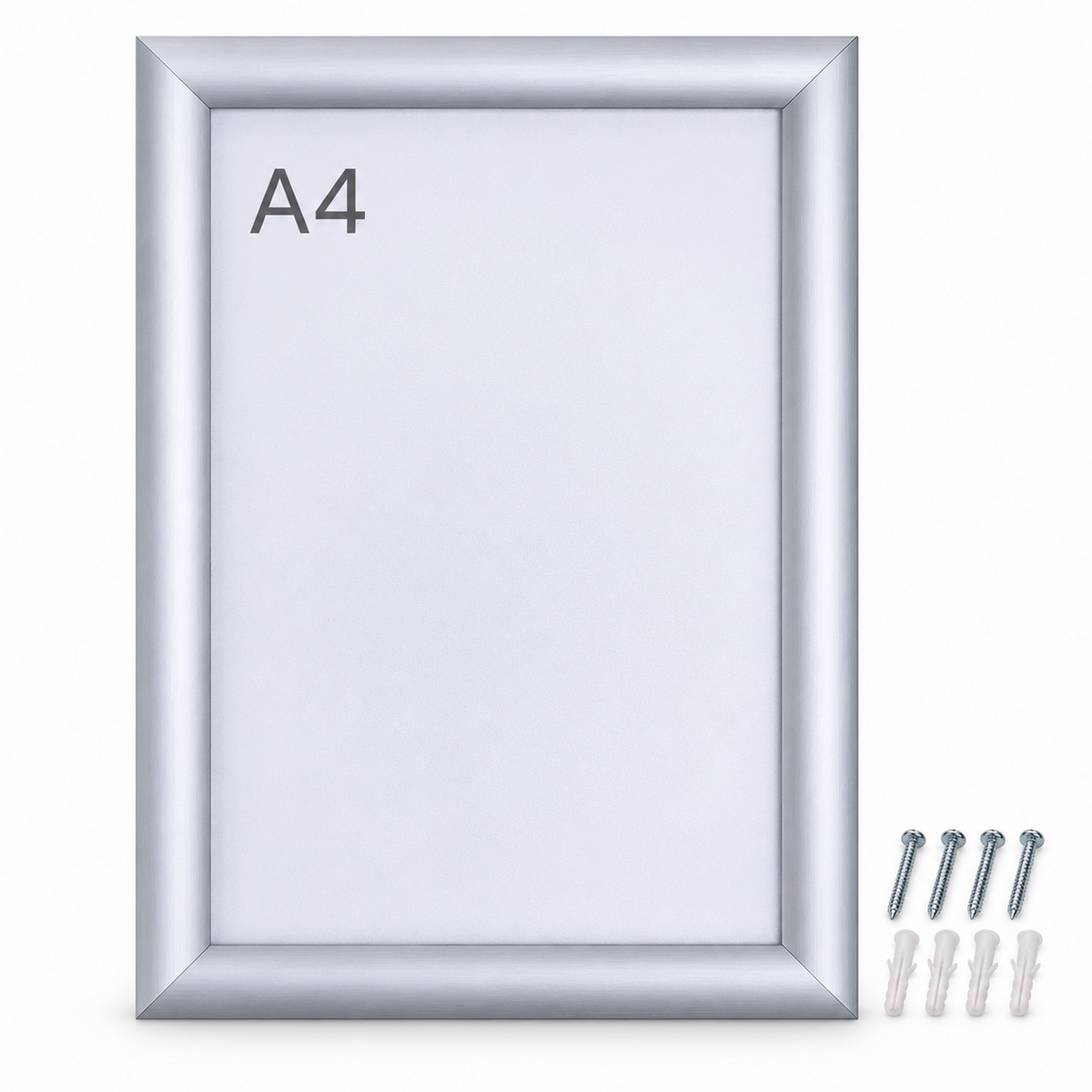 DIN A4 Klapprahmen Aluminium Silber mit Schrauben und Dübeln